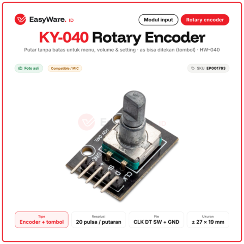 Modul Rotary Encoder KY-040 360 Derajat dengan Push Button HW-040 Arduino ESP32 Menu Volume