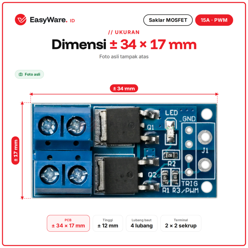 Modul Dual MOSFET Trigger Switch Drive PWM 15A 400W