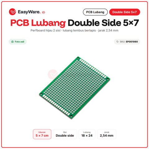 PCB Lubang Double Side 5x7 cm Perfboard Hijau PTH Matrix Board 2.54mm 18x24 Lubang untuk Prototipe Rangkaian