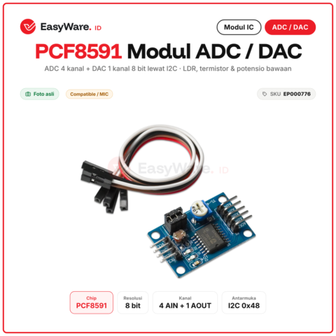 Modul PCF8591 ADC DAC 8 Bit I2C YL-40 Analog to Digital Sensor Cahaya Suhu Potensio Kabel Jumper Arduino Raspberry Pi