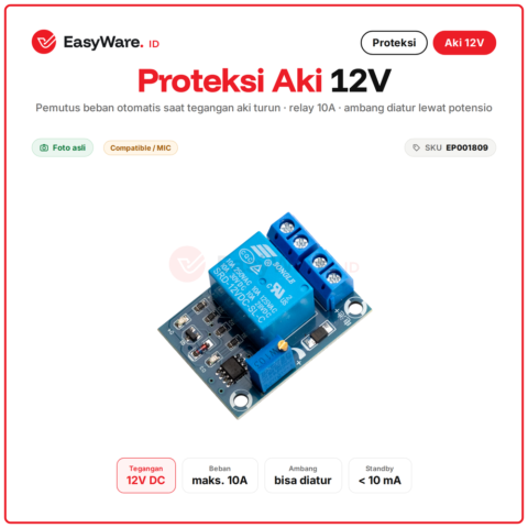 Modul Proteksi Tegangan Rendah Aki 12V Low Voltage Disconnect Cut Off Relay 10A Adjustable Panel Surya