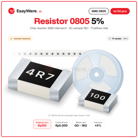 [50 PCS] Resistor 0805 0R 1R 1R5 2R2 3R3 4R7 5R6 10R 12R 16R 18R Chip Resistor SMD 0805 5% 1 Ohm 1.5 Ohm