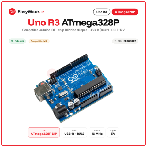 Board Uno R3 ATmega328P DIP Soket USB ATmega16U2 Compatible Arduino IDE Mikrokontroler 5V