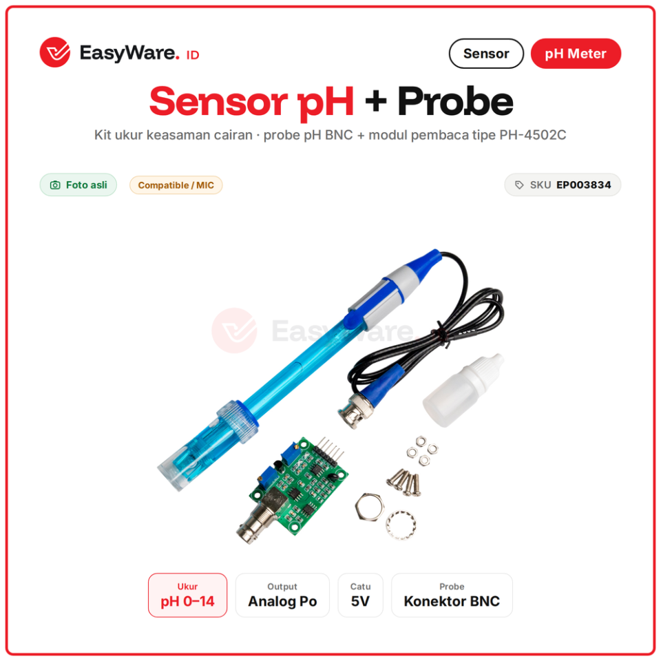 Kit Sensor pH Meter Probe Elektroda BNC Modul PH-4502C