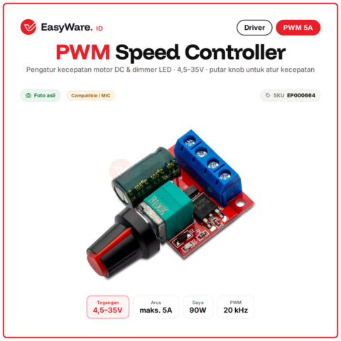 Modul PWM DC Motor Speed Controller Mini 5A 4.5-35V 90W Pengatur Kecepatan Motor Dimmer LED