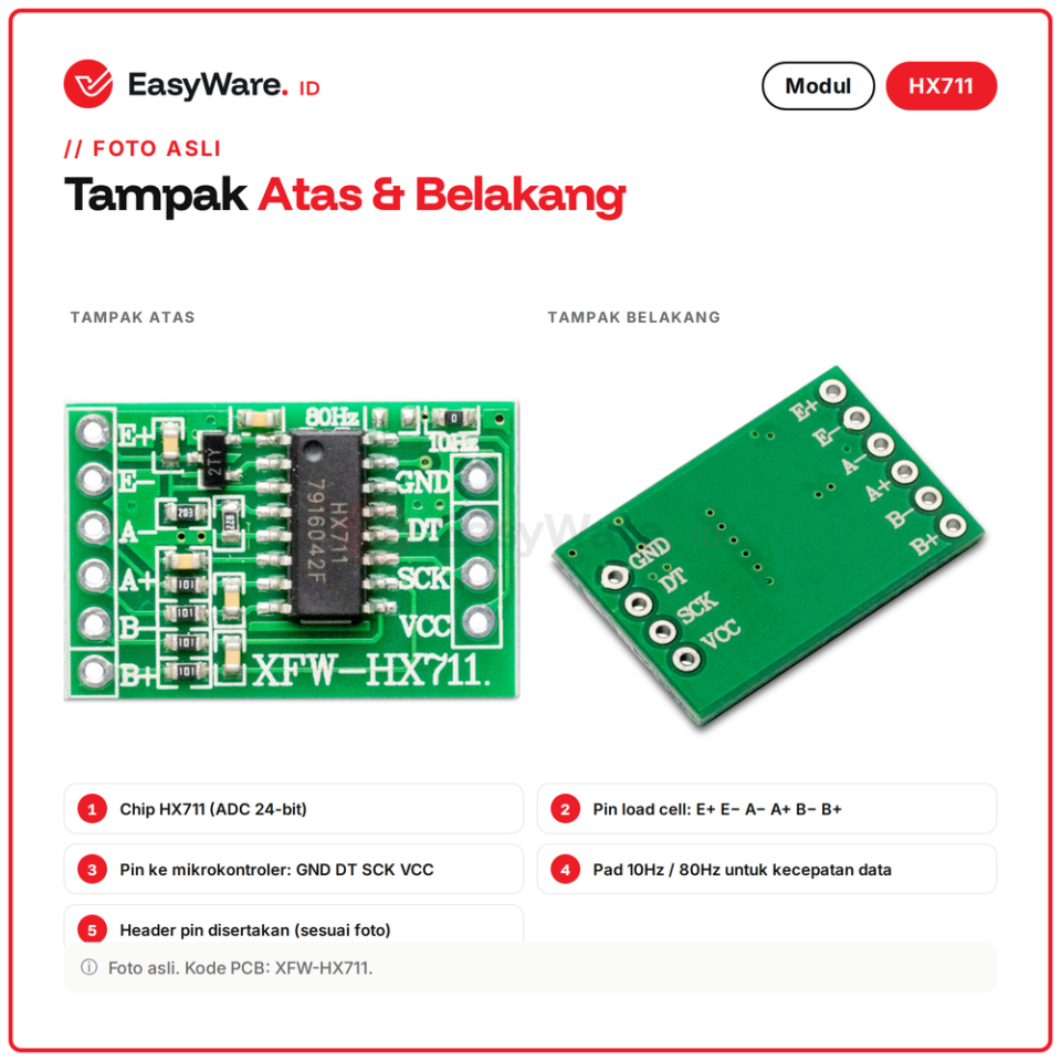Modul HX711 Load Cell Amplifier ADC 24-bit XFW-HX711 Sensor Berat Timbangan Digital Arduino ESP32