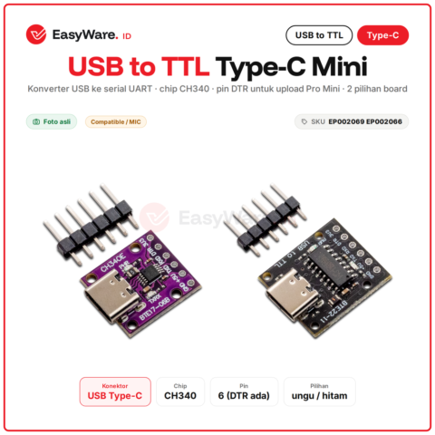 Modul USB to TTL Type-C Mini CH340C CH340E Serial UART dengan DTR untuk Arduino Pro Mini ESP8266 ESP32 2 Varian