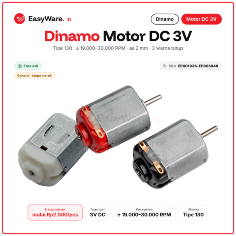Dinamo 3V DC Motor Dynamo Toys Tipe 130 19000 30000 RPM Mainan Mobil Kipas Robot Arduino Putih Hitam Merah