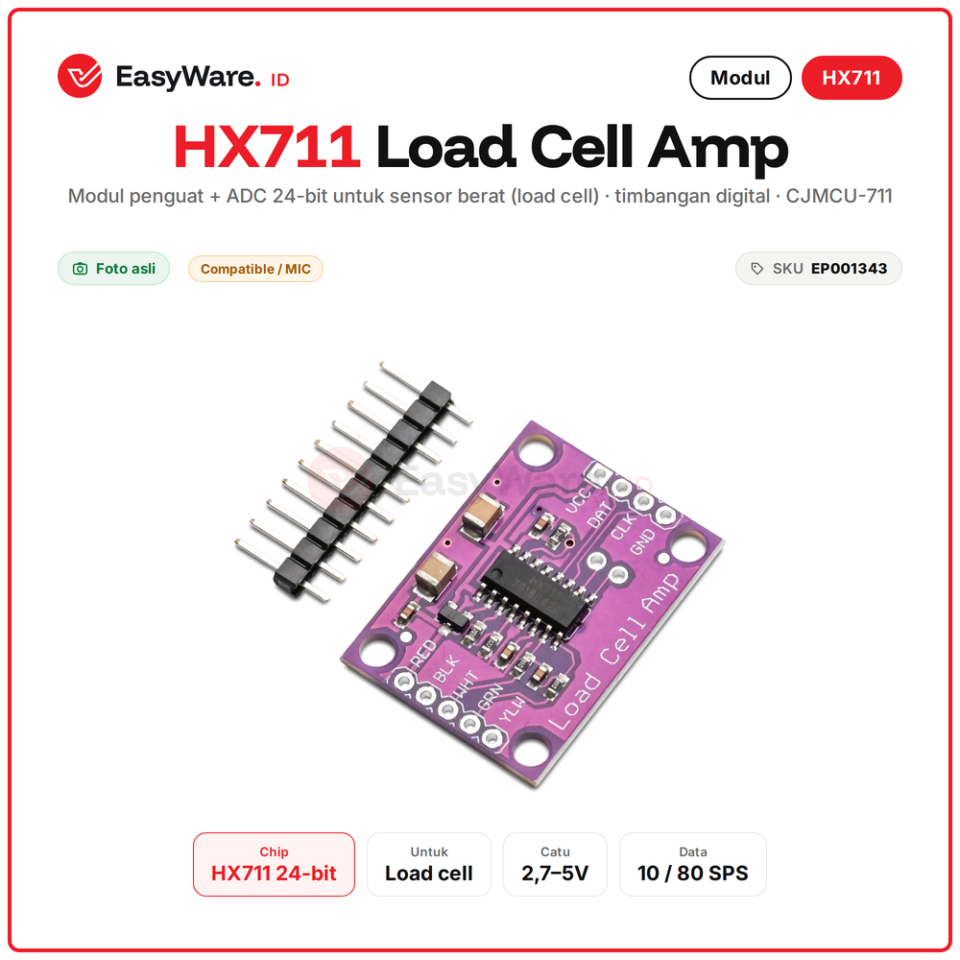 Modul HX711 Load Cell Amplifier ADC 24-bit CJMCU-711 Timbangan