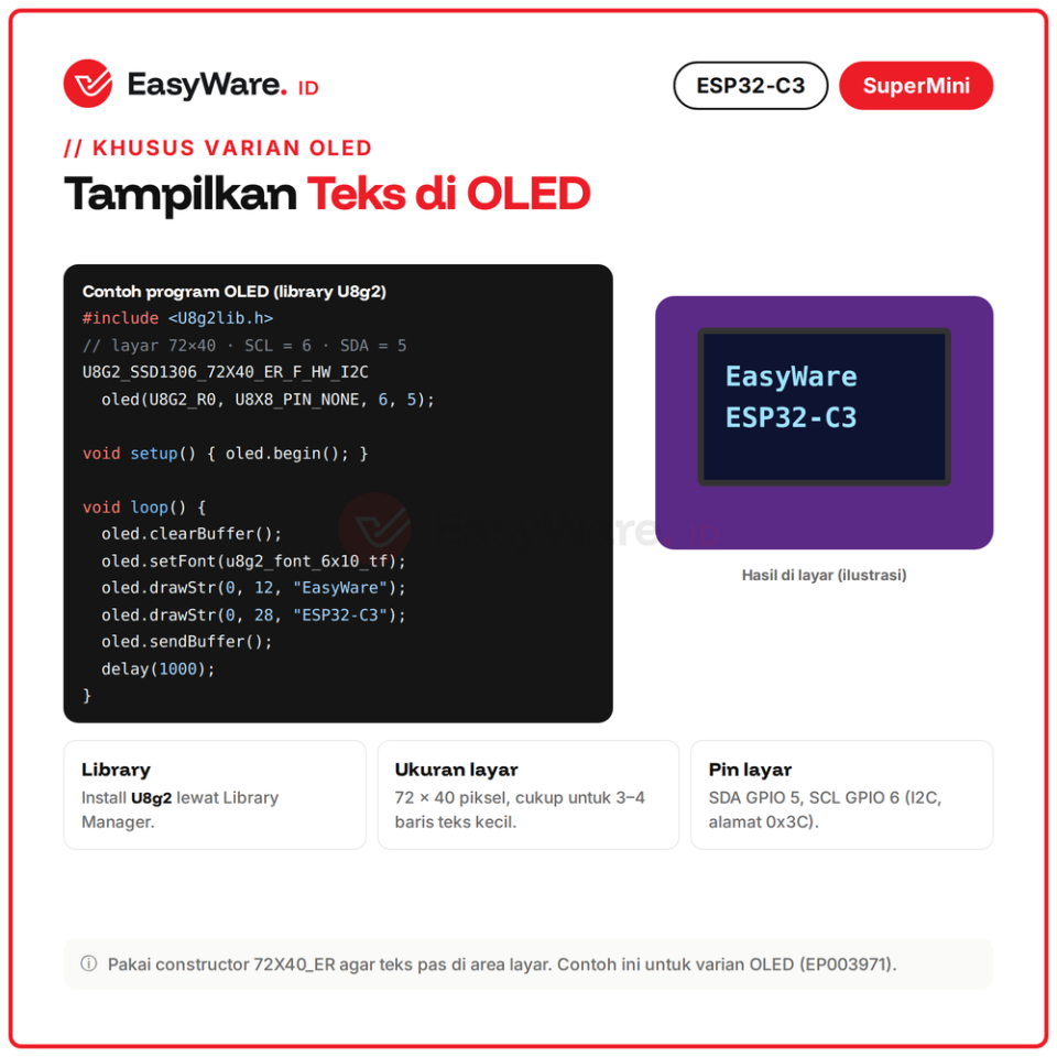 ESP32-C3 SuperMini WiFi Bluetooth 5 BLE RISC-V USB Type C Development Board dan Versi OLED 0.42 inch Arduino (2 Pilihan)