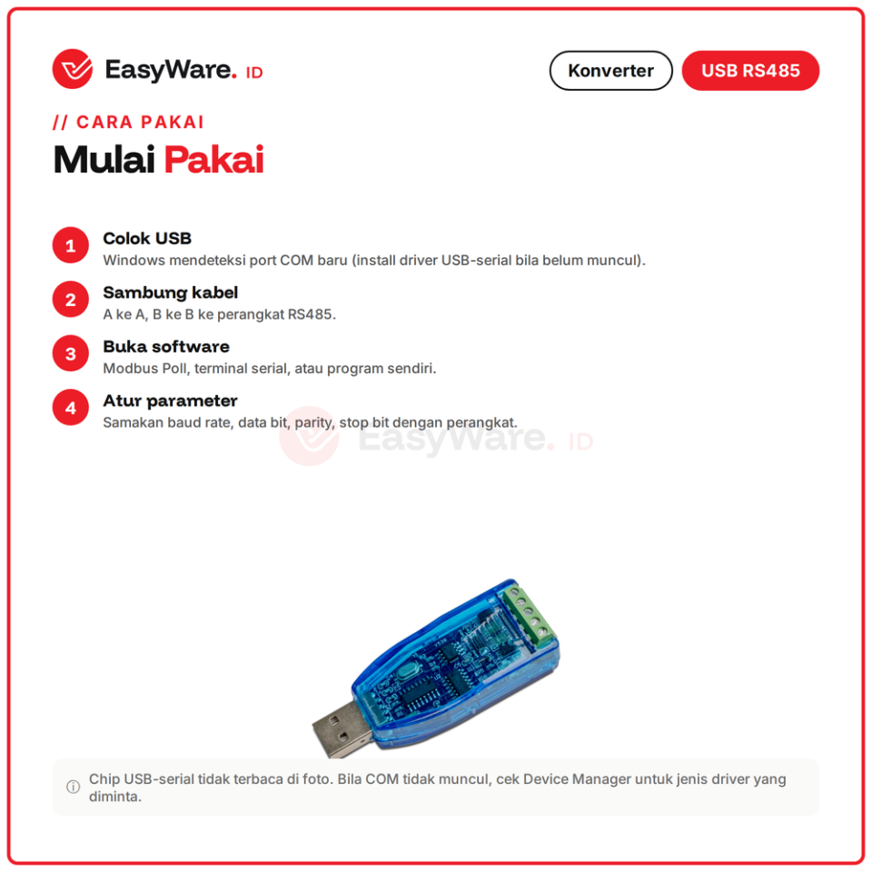 Konverter USB to RS485 Adapter Serial Modbus RTU Terminal 5 Pin A B GND 5V Casing Biru PLC