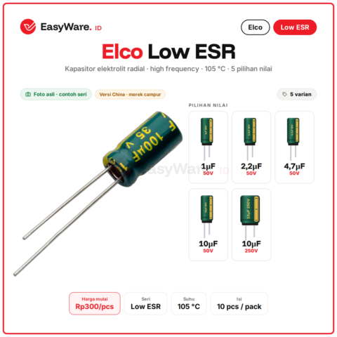 [10 PCS] Elco Low ESR 105°C 1µF–10µF 50V 250V