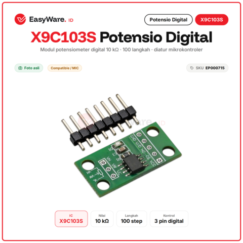 Modul Potensiometer Digital X9C103S 10K Ohm 100 Langkah Digital Potentiometer untuk Arduino ESP32 ESP8266