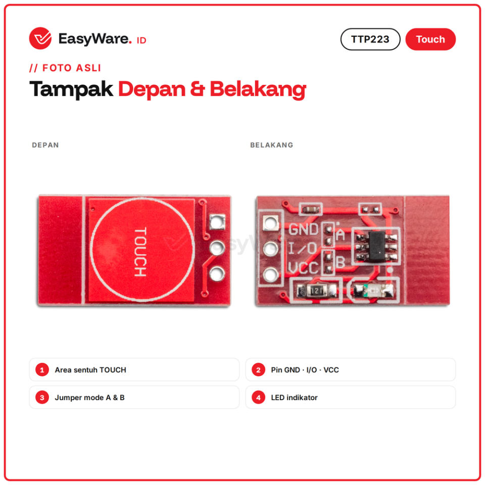 Sensor Sentuh TTP223 Touch Kapasitif