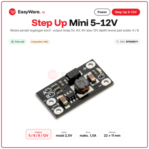 Modul Step Up Boost Converter Mini Output 5V 8V 9V 12V Pilih Pad Input 2.5V Baterai Li-ion 1.5A