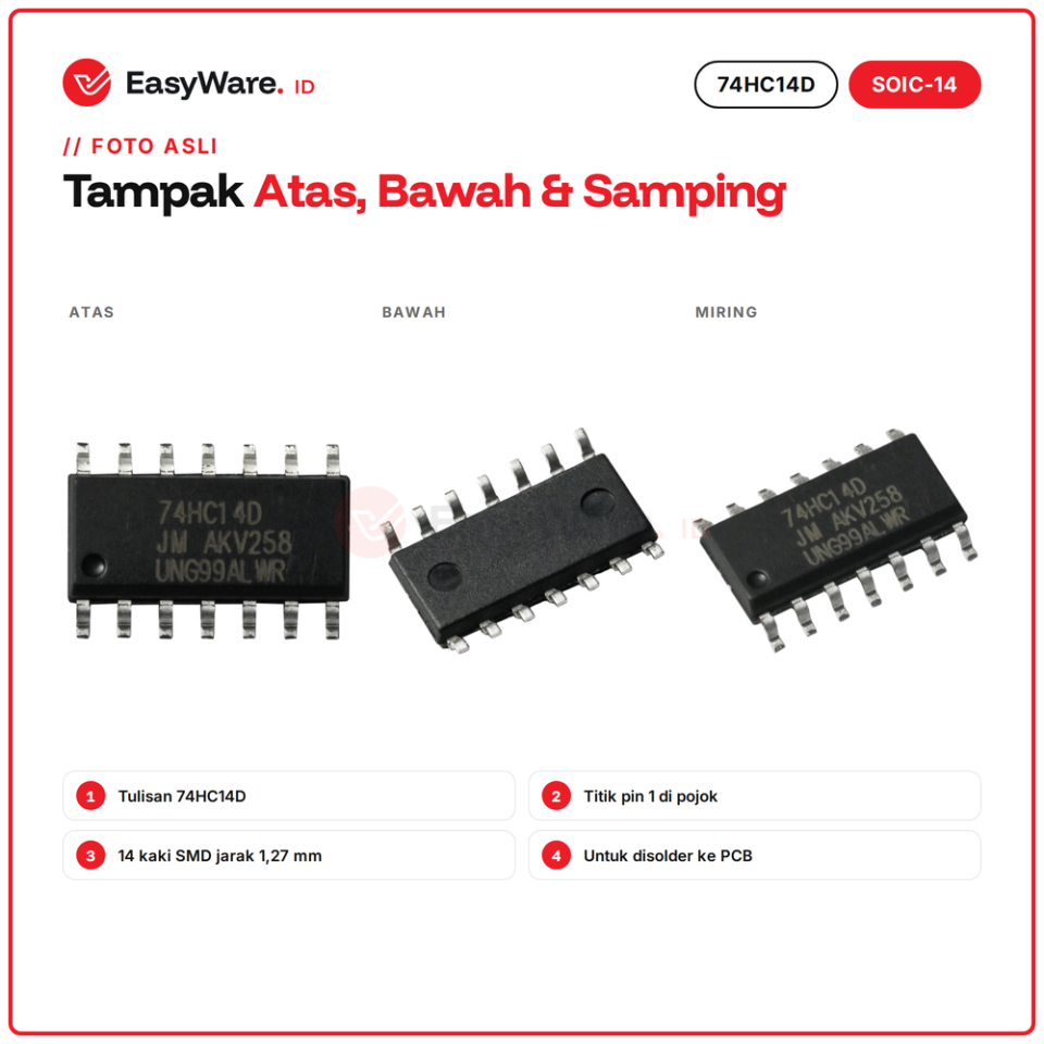 IC 74HC14D Hex Inverter Schmitt Trigger SOIC-14