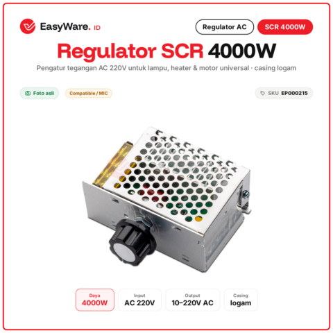 Regulator Tegangan AC SCR 4000W 220V Dimmer Lampu Heater Pengatur Kecepatan Motor Casing Logam
