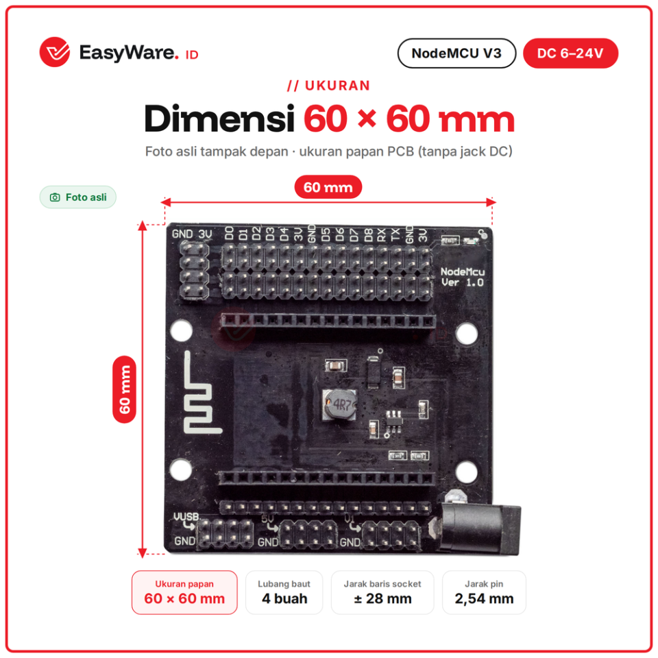 NodeMCU Base Board ESP8266 V3 Input DC 6-24V