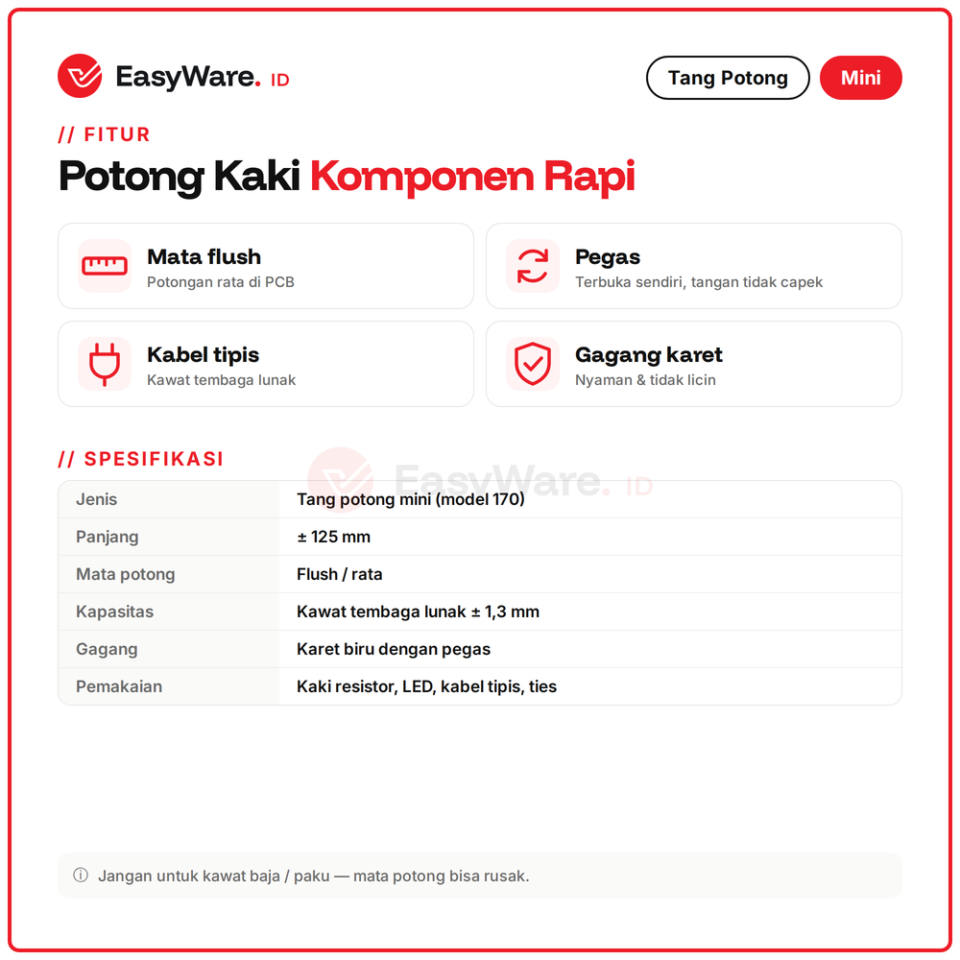 Tang Potong Mini 170 Flush Cutter Elektronik