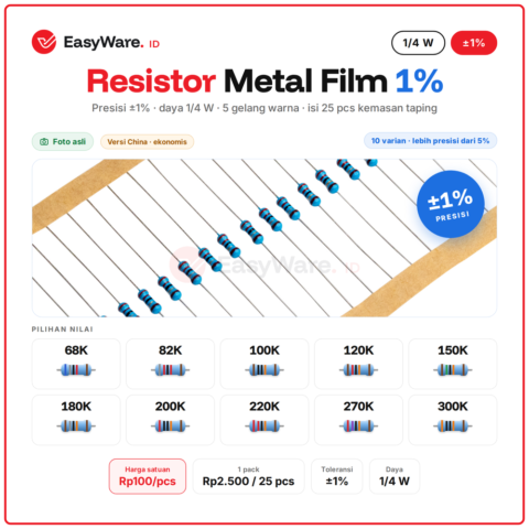 [25 PCS] Resistor Metal Film 1/4W 1% 68K–300K