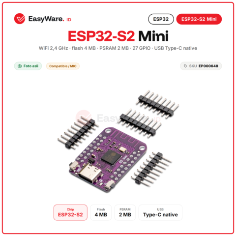 Board ESP32-S2 Mini WiFi 4MB Flash 2MB PSRAM USB Type-C Native IoT Pengganti D1 Mini