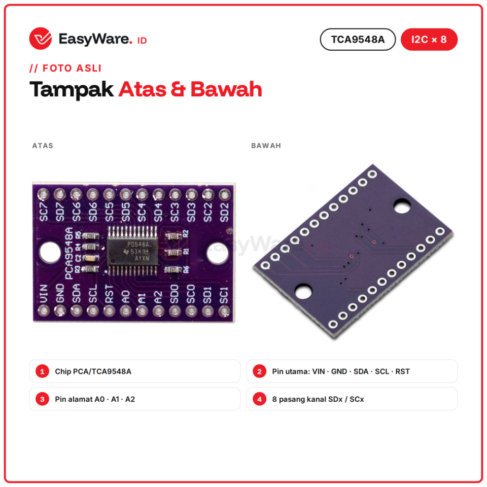 TCA9548A I2C Multiplexer 8 Kanal untuk Arduino & ESP32