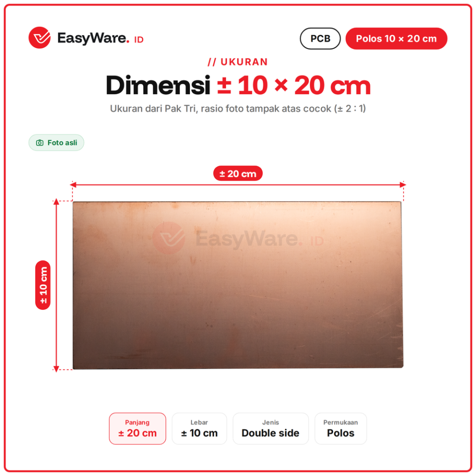 PCB Polos Double Side 10 x 20 cm Copper Clad Papan Tembaga 2 Sisi Etsa DIY Elektronik