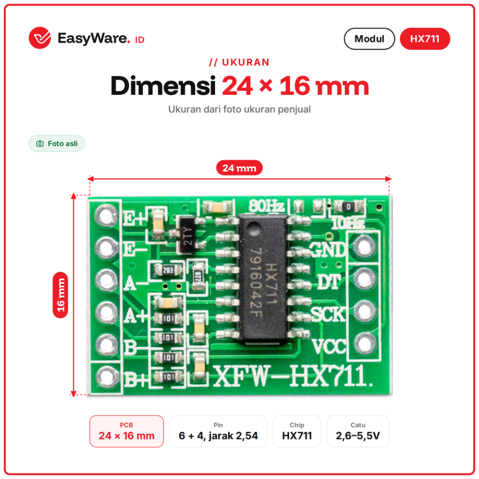 Modul HX711 Load Cell Amplifier ADC 24-bit XFW-HX711 Sensor Berat Timbangan Digital Arduino ESP32