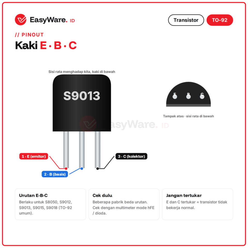[10 PCS] Transistor S8050 S9012 S9013 S9015 S9018 TO-92 NPN PNP Bipolar BJT 8050 9012 9013 9015 9018 Arduino (5 Pilihan)