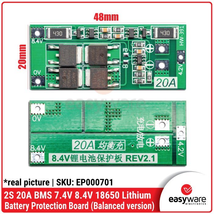 BMS 2S 20A 7.4V 8.4V Modul Proteksi Baterai 18650 Balance & Standard (2 Pilihan)