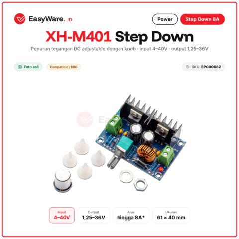 Modul Step Down XH-M401 XL4016 DC-DC Buck 8A Adjustable Knob Input 4-40V Output 1.25-36V