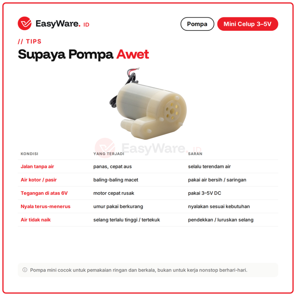 Pompa Air Mini Celup DC 3-5V Submersible Water Pump Akuarium Siram Tanaman Arduino 3 Varian (3 Pilihan)